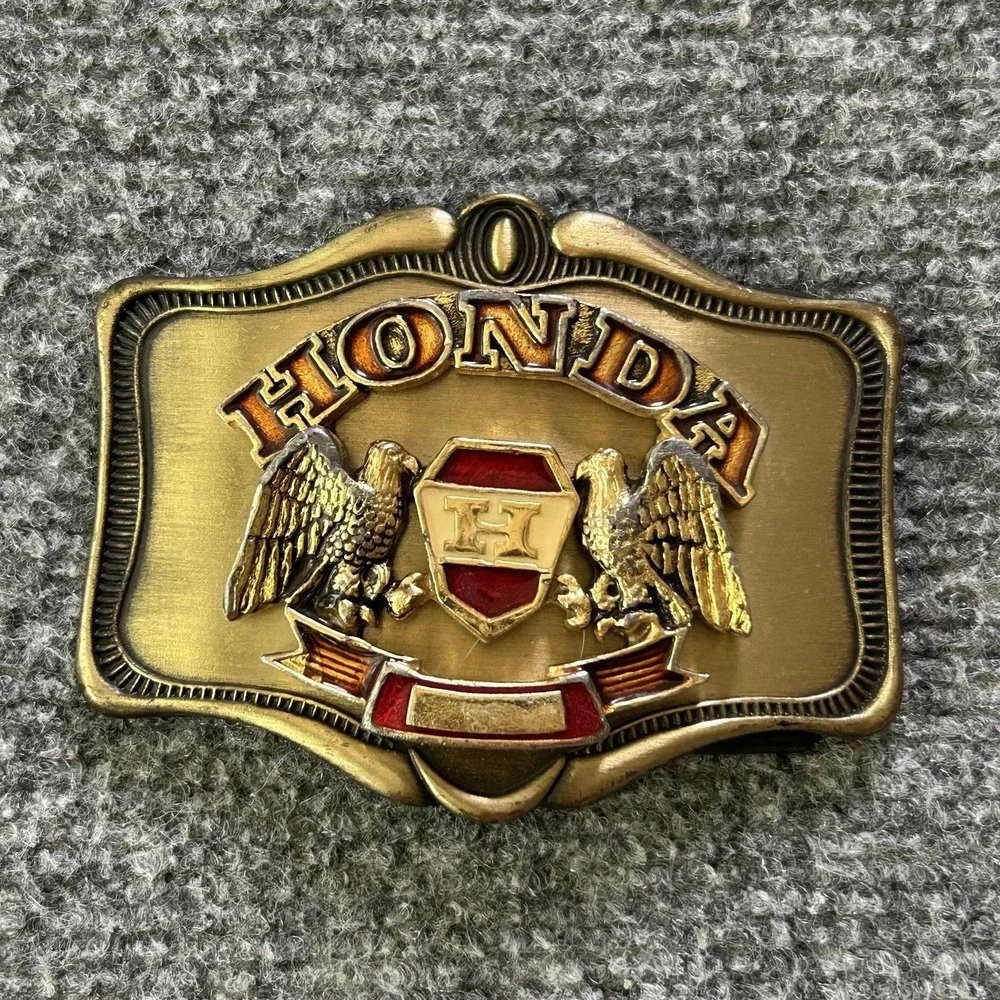 Vintage Honda Belt Buckle‎ Mens Gold Western Eagle Logo Rectangular 1978